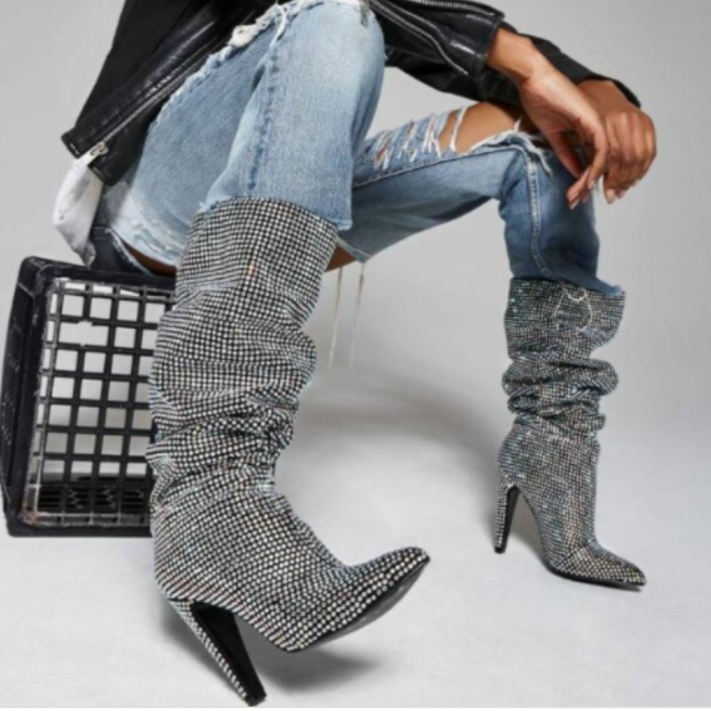 Steve Madden Crushing Rhinestones Slouchy Boots